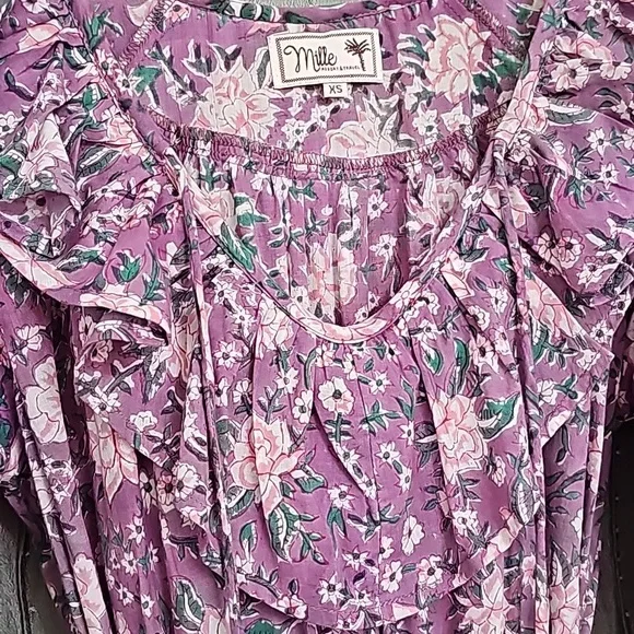 Nwot Mille Resort & Travel Lavender June Floral Longsleeve Ruffled Midi Dress - Picture 7 of 15